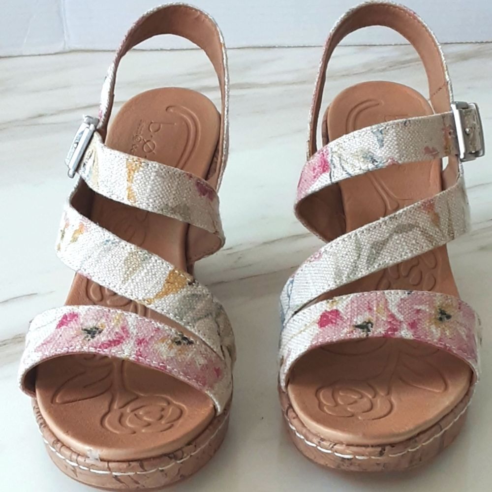 B.O.C. Born Concept Floral Cork Strappy Slingback Sandals Sz 9